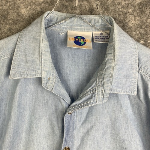 Vintage 90s Universal Studios Hemd Herren XL bestickt Woody Blue Chambray - Bild 7 von 12