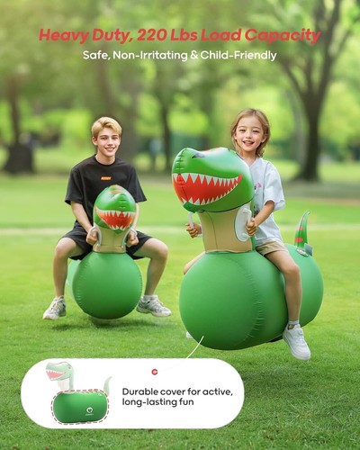 Double the Fun! Inflatable Bouncy Dinosaur Hoppers - Safe for 2-4 Kids Ages 5+ - Picture 4 of 10