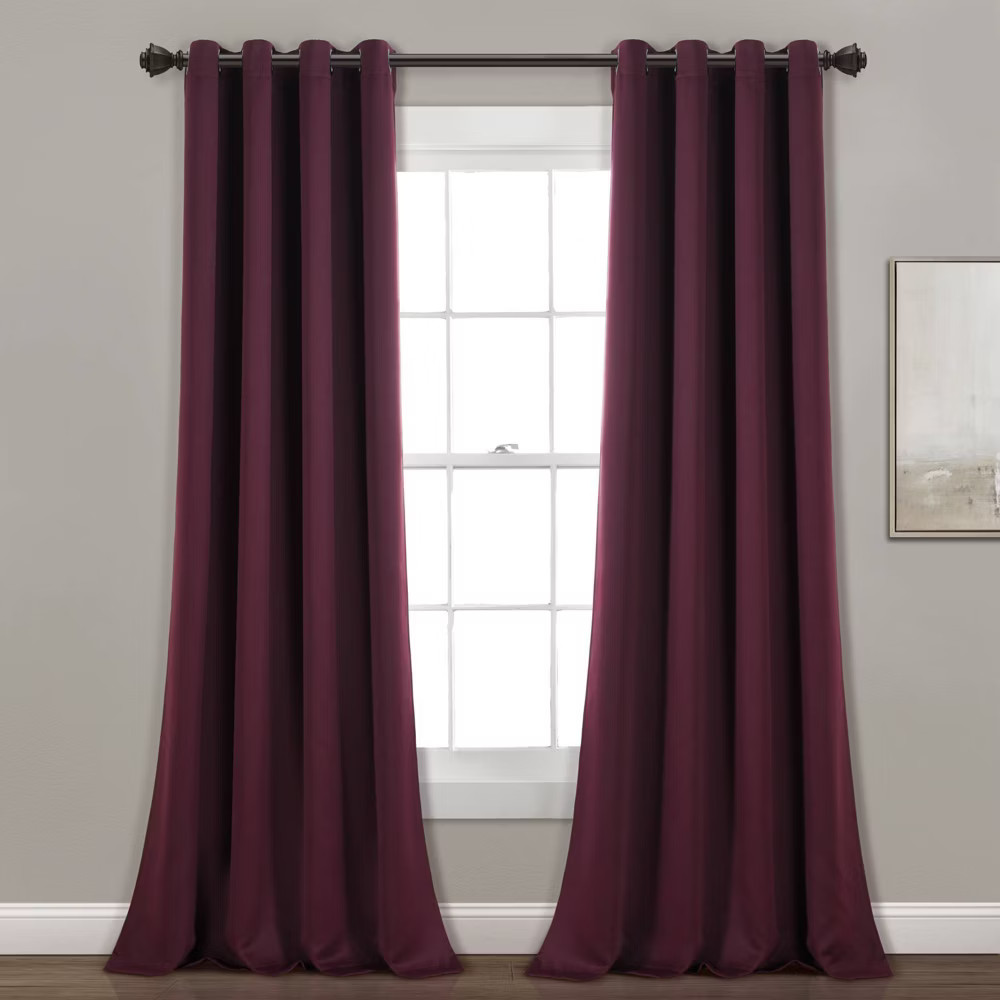 Set of 2 (84''x52'') Insulated Grommet Blackout Window Curtain Panels Plum Purple