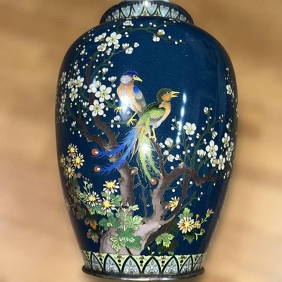 银色景泰蓝日本古董花瓶| eBay