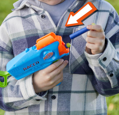 NERF Elite Racer Easy-Play Dart Blaster w/ 4 Elite Darts Outdoor Front Load Toy