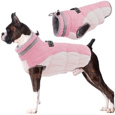 Dog Coat Warm Dog Winter Coat Waterproof Dogs Jacket with Harness Built in Re...