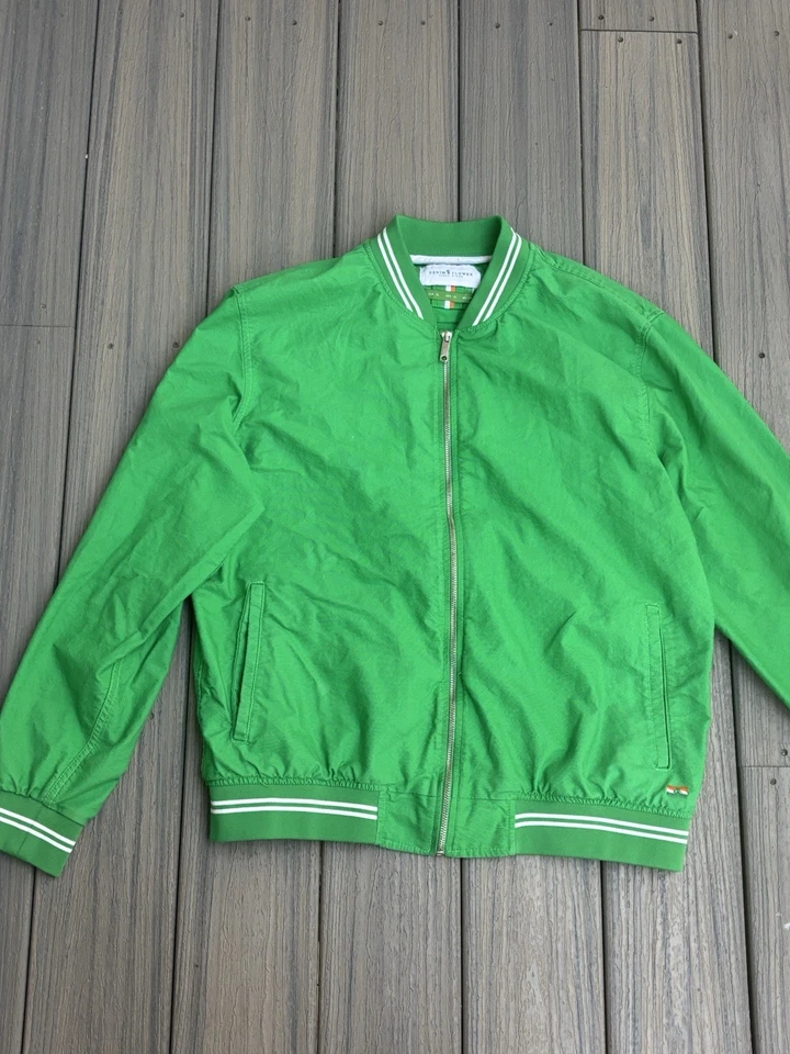 Chaqueta de bombardero universitaria denim & flower irlandesa trébol verde y blanco Foto 2 de 4