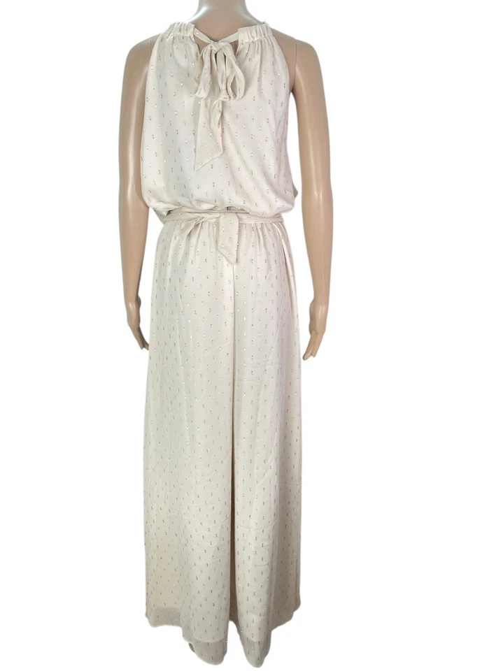 New ModCloth Illuminated Elegance Ivory Metallic Chiffon Maxi Dress Size XL - Image 4 of 4