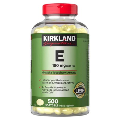 Kirkland Signature Vitamin E 180mg 500 Softgels   Antioxidant Support