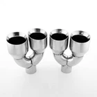 Pair Quad 5" Out Exhaust Tips 3" In 304 Stainless Steel Dual Wall Slant Cut