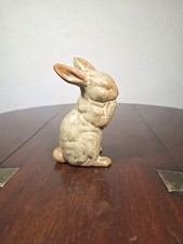 Vintage Cream And Brown Toned Studio Pottery Rabbit Figurine 