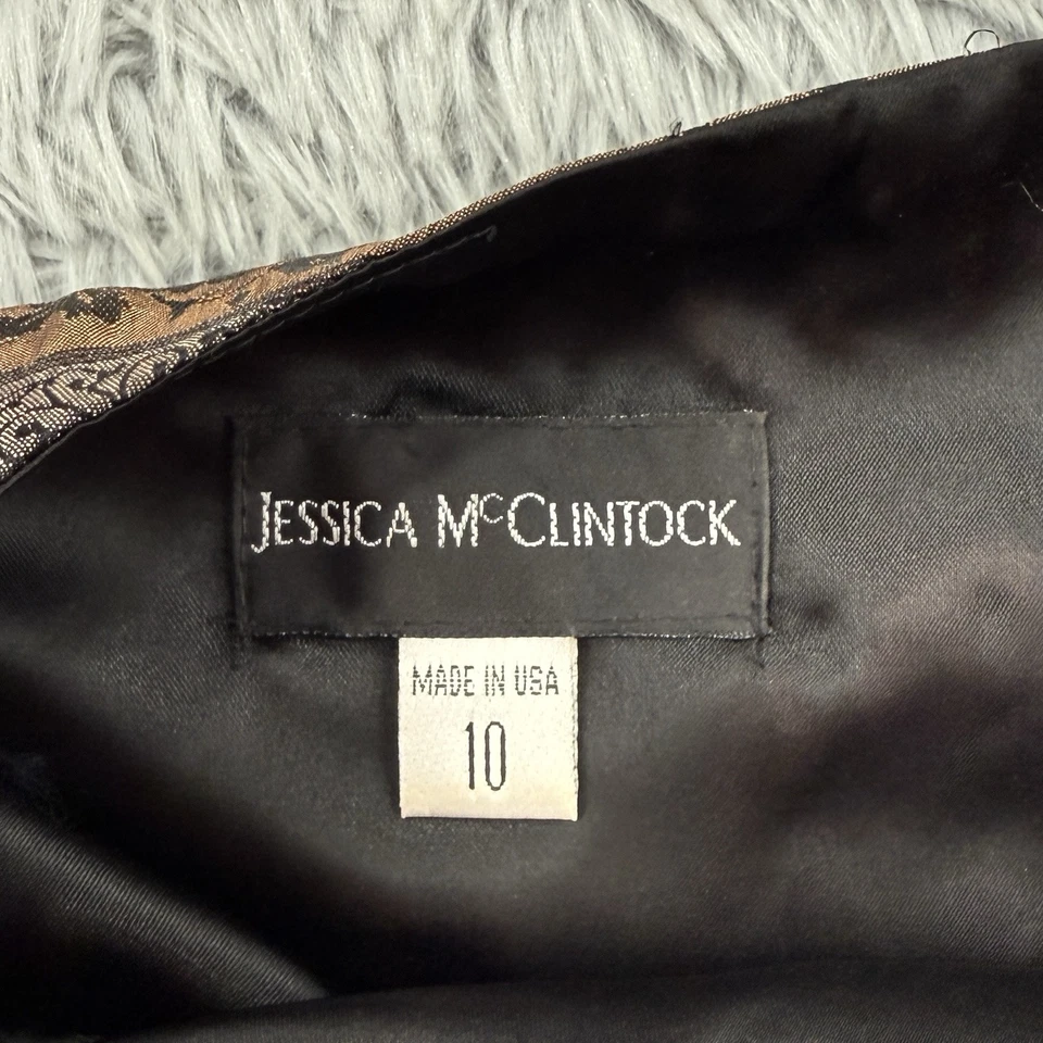 Top Jessica McClintock para mujer 10 marrón floral de colección caprichoso satinado evento formal Foto 2 de 4