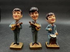 Vintage 3 Beatles Wobble Heads Plastic Figures Cake Toppers? John Paul Ringo 