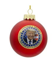 KURT ADLER DONALD TRUMP 45TH & 47TH PRESIDENT 80MM GLASS BALL XMAS ORNAMENT 7776
