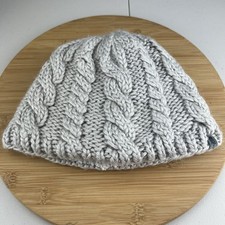 The North Face Womens Cable Knit Beanie Hat Cap OSFM Beige Fleece Lined