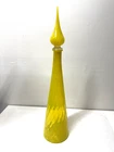 Mid Century Empoli Yellow & Clear Decanter.  Italian art glass. Blenko Era 🐝