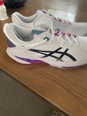 Asics Men s Solution Speed FF 4 Tennis Shoes - White/Digital Sakura Size 11