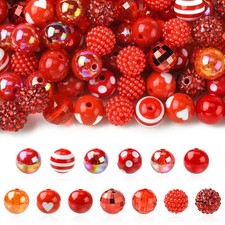 100pcs 16mm Red Theme Bubblegum Acrylic Beads Chunky Round Beads for DIY Jewelry