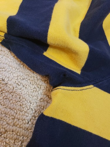 Vtg Polo Ralph Lauren Rugby Shirt Mens 2XL Yellow Navy Striped Long Sleeve Pony - Picture 4 of 12