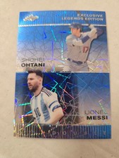 Shohei Ohtani Lionel Messi 2023 Leaf Metal Blue /20 color match Lazer Refractor