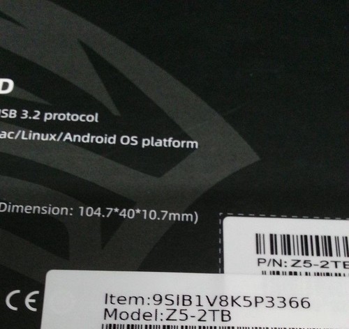 KINGSPEC Z5-2TB Z5 USB 3.2 Gen 2x2 Type-C Portable Solid State Drive 2TB Black - Picture 5 of 5