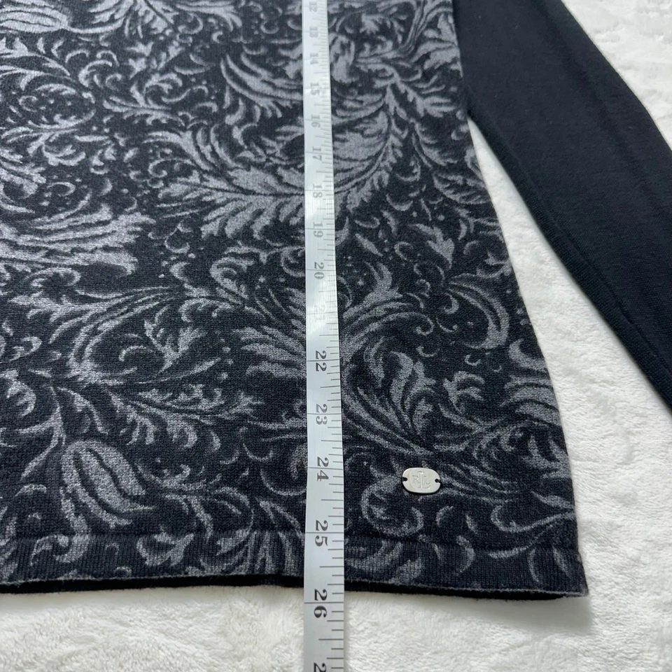 Suéter Lauren Ralph Lauren Mujer Talla Mediana Negro Paisley Tejido Cuello Alto Foto 3 de 4