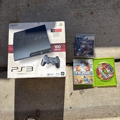 PS3 Console Slim 160GB PlayStation 3 In Box with 1 Controllers + 3 Games