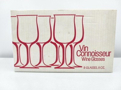 Libbey Vin Connoisseur Wine Glasses Set 8 Pc 8 Oz Clear Curved Vintage Retro