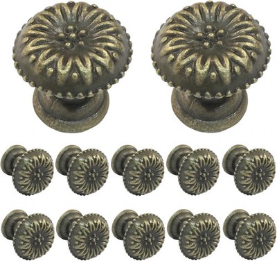 12 Pack Mini Jewelry Box Knobs, Small Vintage Drawer Pulls Knobs, Bronze Cabinet