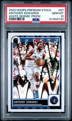 2023 Hoops Premium Stock Anthony Edwards White Seismic Prizm /75 PSA 10 Pop 3