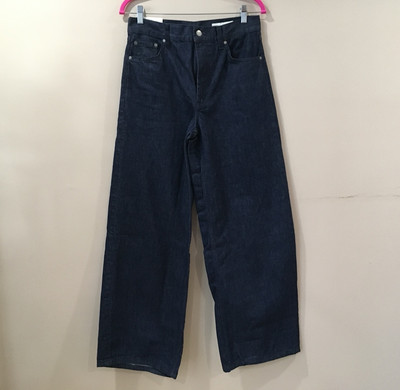 新品未使用　ZARA the inside out denim pants36 Zara Jeans The Mid Rise Loose Fit Rinse Blue Denim Wide Leg