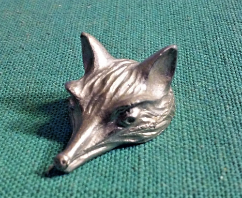 Retro FOX Face Head Silver-Tone Cast Metal Collectible Pendant