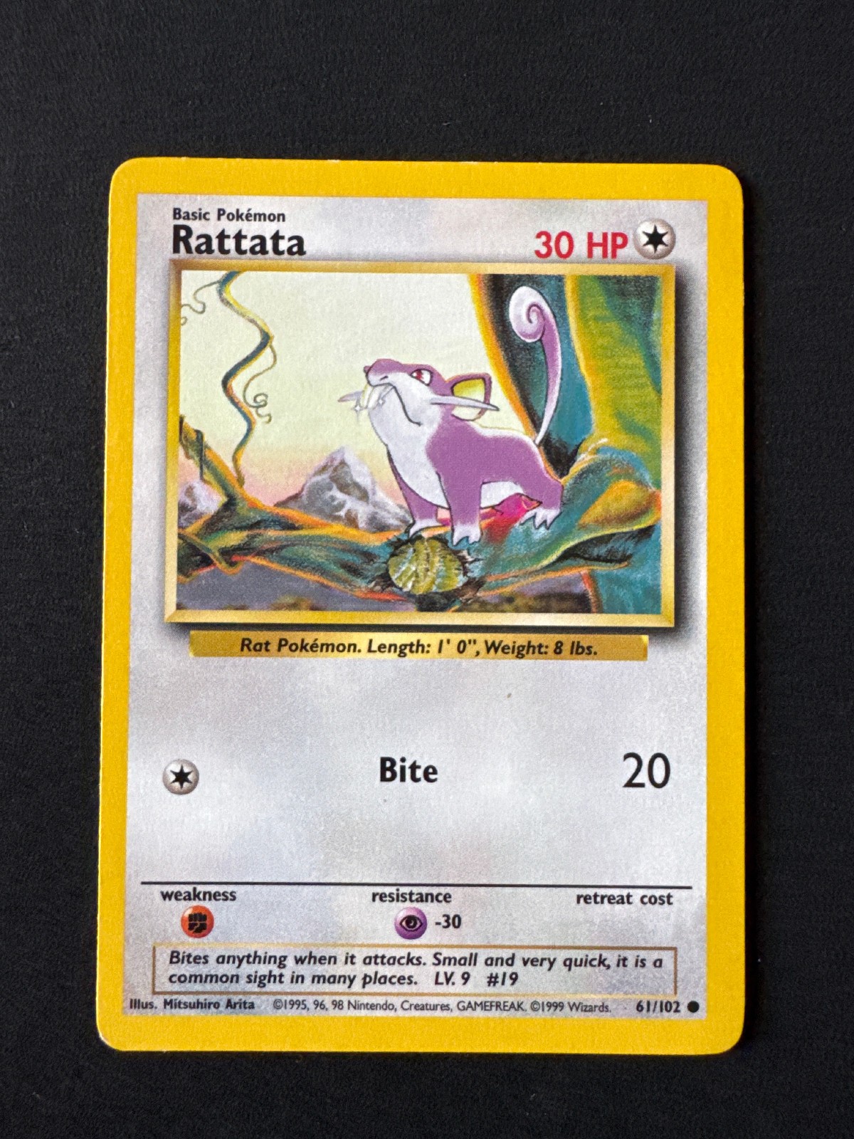 RATTATA 61/102 MP COMMON BASE SET UNLIMITED POKEMON 1999