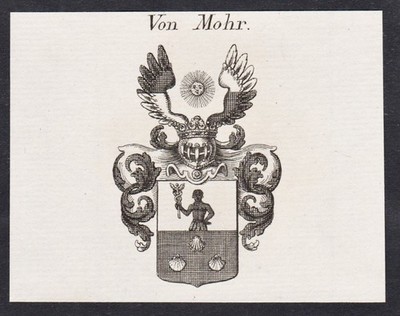 Von Mohr Wappen coat of arms Heraldik Genealogie Kupferstich 1820