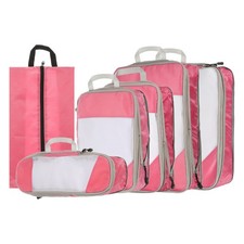 6pcs Suitcases Compression Packing Cube Travel Luggage Organizers Bag Pink