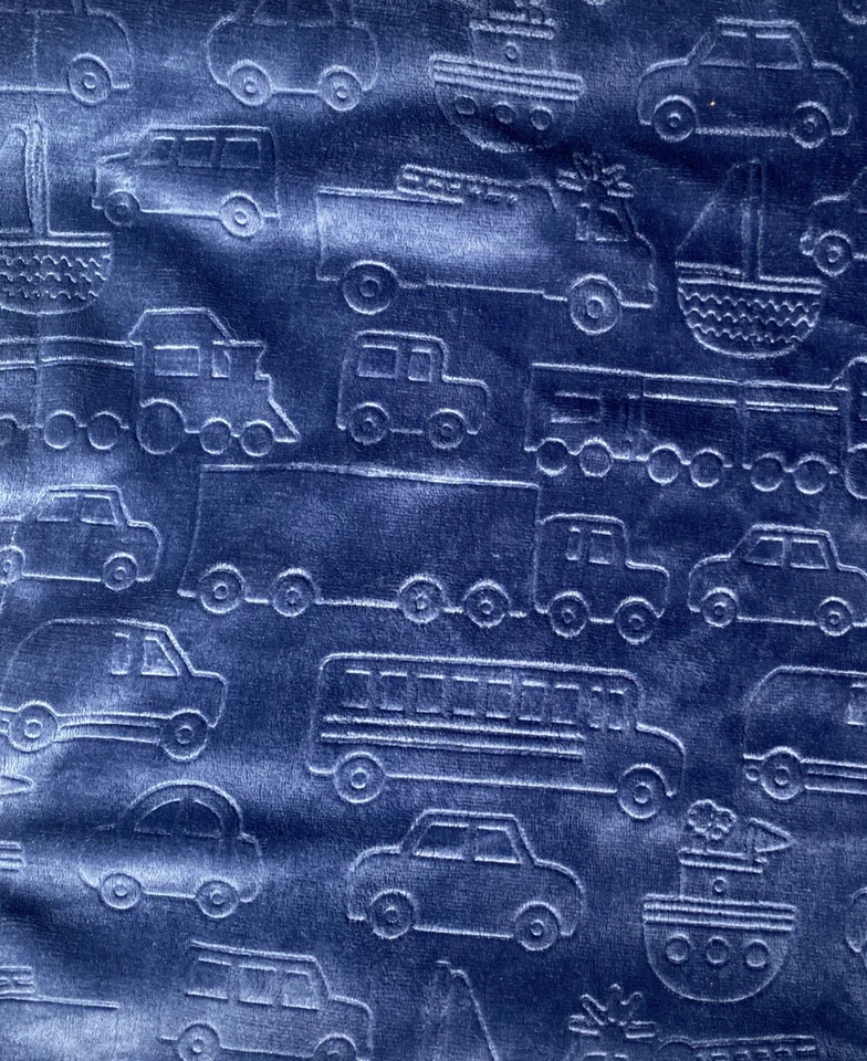 Manta azul en relieve vehículos bebé camiones barcos coches aviones polar Lovey 30x40 Foto 3 de 4