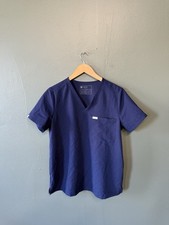 Figs Womens Blue Short Sleeve V-neck Medical Scrub Shirt Size Medium