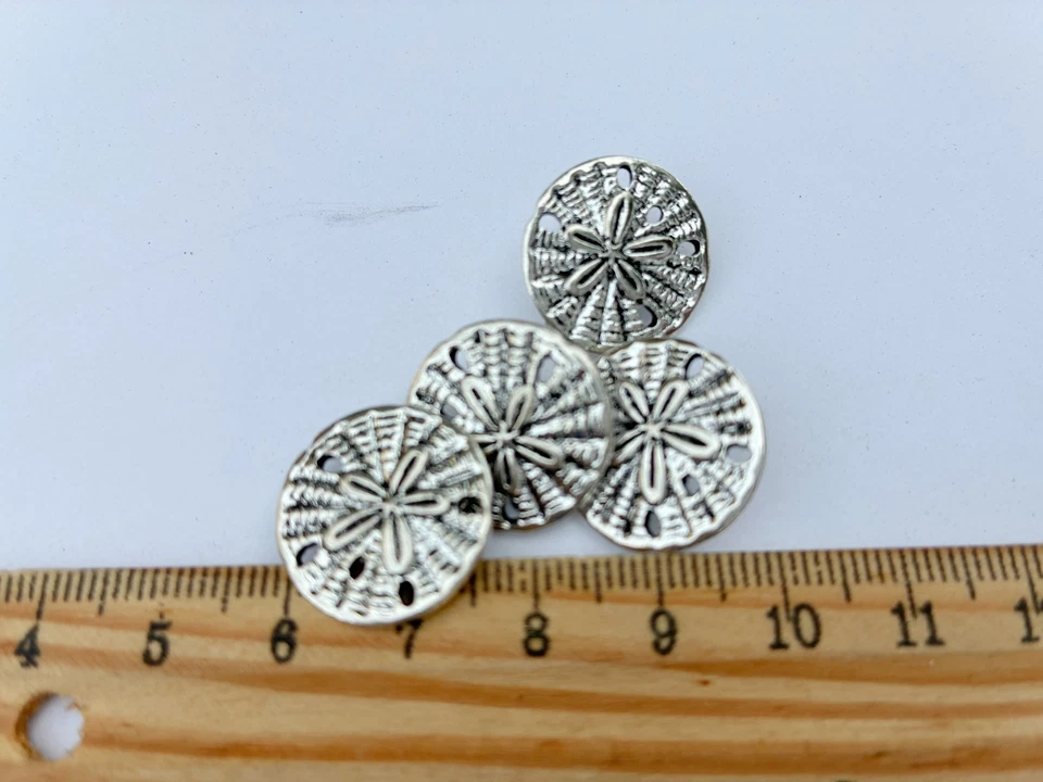 20PC Antiqued Silver Flower Scrapbooking Metal Sewing Buttons with Shank 19x18mm - Image 2 of 3