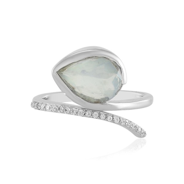 Cavill Paraiba Opal Ring 1,53Ct Tropfen Sterlingsilber Platin Damen- Echtschmuck-image