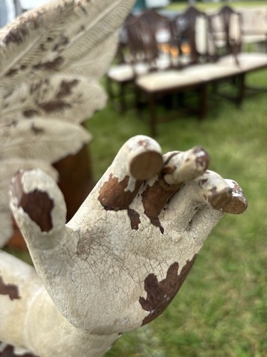 Pair of 19th Century Hand-Carved Oak Angels – Antique Religious Church Statues - Picture 11 of 21