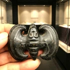 Old HongShan Culture Meteorite Jade Hand-Carved Fengshui Bat Amulet Pendant