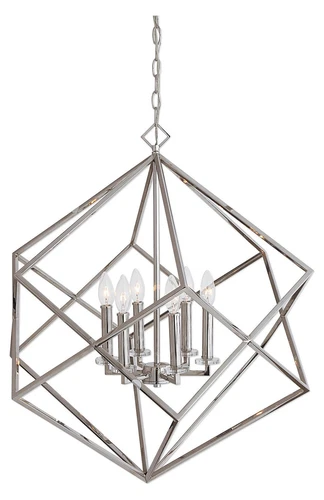 Uttermost Euclid 6 Light Nickel Cube Pendant - Picture 1 of 4
