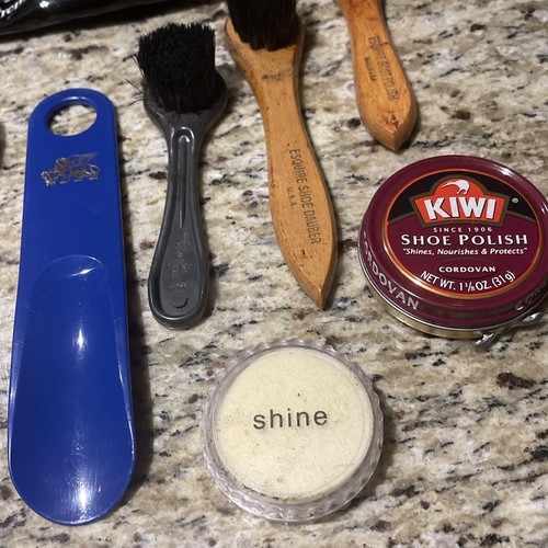 Kit de caja de madera de roble brillo zapatos valet de lujo vintage Esquire Shoe con todos los suministros - Imagen 9 de 15