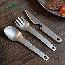 Boundless Voyage Titanium Flatware Outdoor Camping Knife Fork Spoon Set