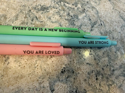 Inspirational Quote Ballpoint Pens, Multicolor Set of 6, Solid Pattern