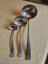 Rogers Silverplate Aesthetic Movement Assyrian Head Ladles Set Of 3