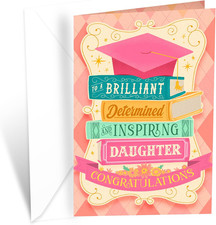 Greetings Daughter Graduation Card, Made in America, Eco-Friendly, Thick Card St