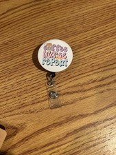 Coffee, Nurse, Repeat Badge Reel/ID Holder Multicolored