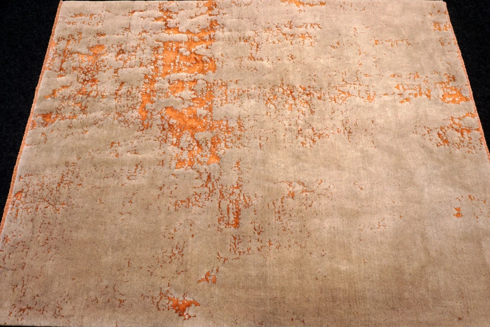 Designer Orient Teppich 193 x 151 cm "Copper" Seide Schurwolle Handgeknüpft Rug - Bild 4 von 4