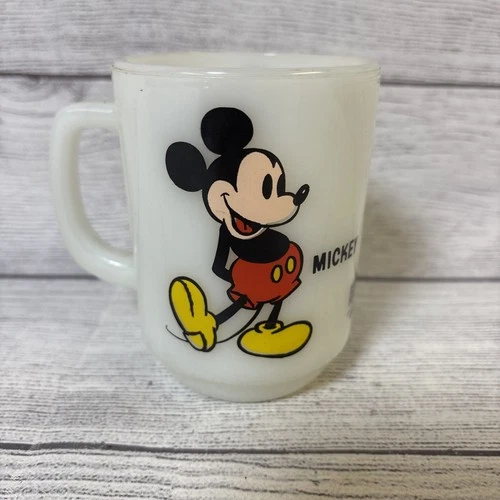 VINTAGE PEPSI MILK GLASS WALT DISNEY MICKEY MOUSE COFFEE MUG CUP WHITE!!!