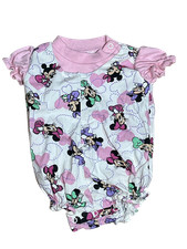 Vintage Disney Minnie Mouse Newborn Pink White Cotton Romper Bodysuit