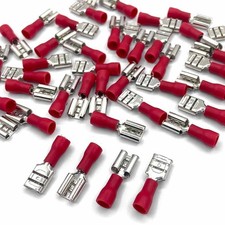 100PCS 1/4" Female Quick Disconnect Spade Terminal Crimp Connector 22-16AWG Wire