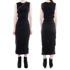 ALYX BLACK COTTON RIBBED BODYCON METAL WIRE DETAIL MAXI DRESS size XS