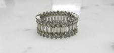Women's Clear Stone Sterling Silver Eternity Band Ring Size 7.75  6.8g  7-G573